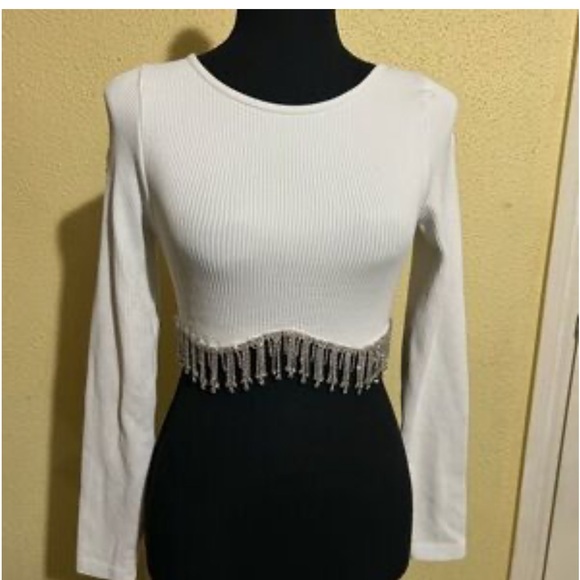 NWTS BLUE B. CRYSTAL DRIP RIBBED CROP TOP | MEDIUM - Picture 3 of 16